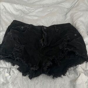 Aeropostale Black Distressed Jean Shorts